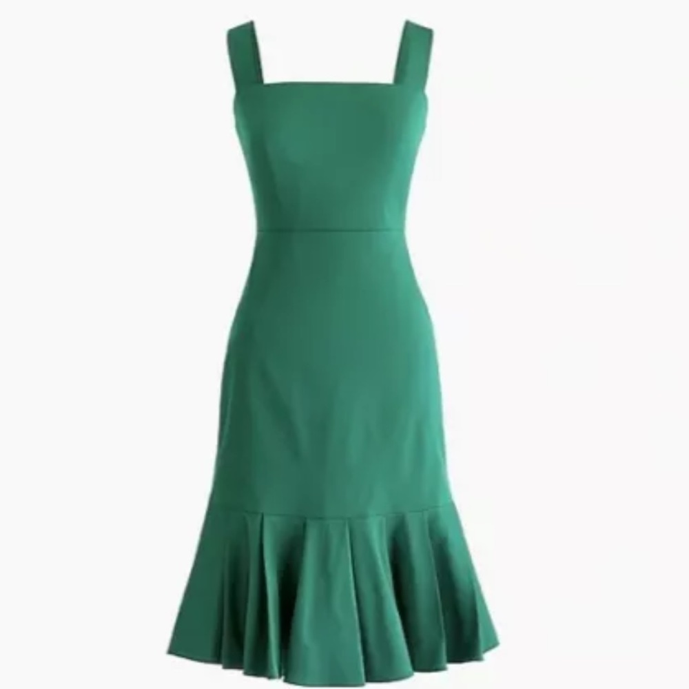 NWT J Crew FLUTED HEM STRETCH FAILLE DRESS IN ALPINE MEADOW Sz 6 K4437
